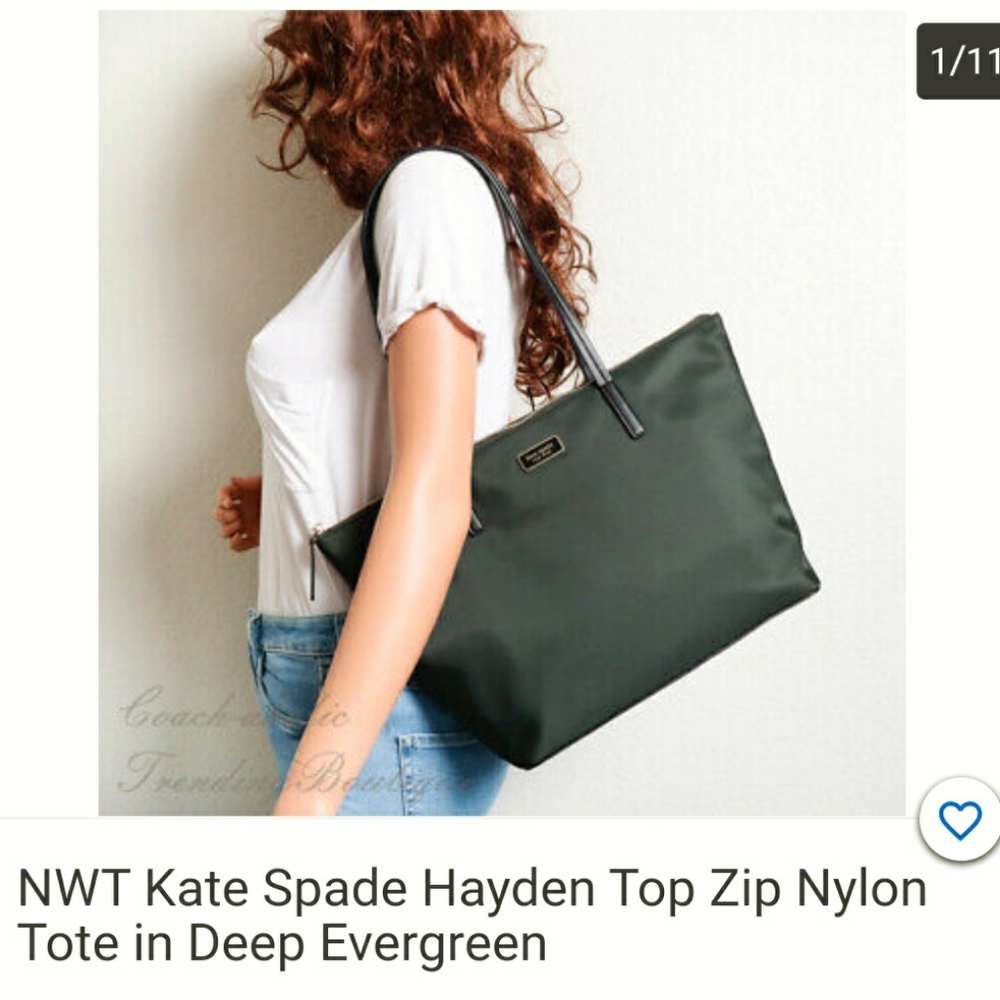 Kate Spade Hayden Zip Camo Green Tote Evergreen